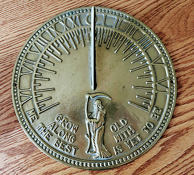 #ad Vintage Brass Gold Sun Dial By Flora And Fauna Father Time Saying 11quot; Diameter $89.00