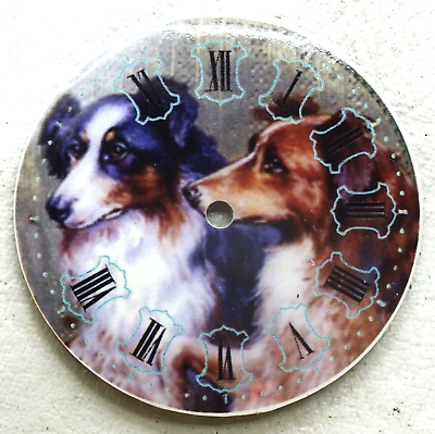 #ad Dogs Elgin 18 Size Rough Border Collie Animals Color Pocket Watch Dial LW275 $45.00