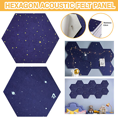 #ad 12Pcs Hexagon Self Adhesive Acoustic Wall Panel Studio Sound Proofing Felt Sheet $12.86
