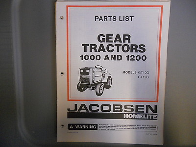 Homelite Parts List Manual Gear Tractors 1000 1200 GT10G GT12G $19.99