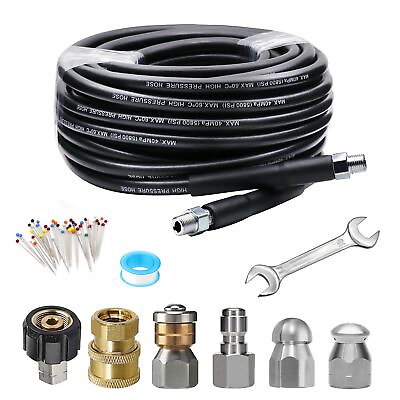#ad Sewer Jetter Kit 25FT for Pressure Washer 5800PSI Drain Cleaner Hose 1 4 In NPT $45.35