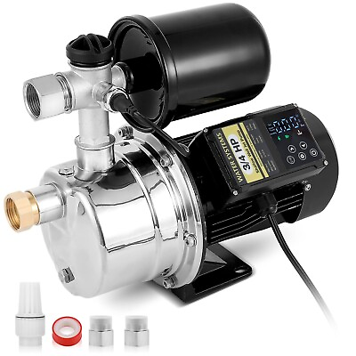 #ad 3 4 HP Shallow Well Booster Pump with Pressure Tank 790 GPH Stainless Steel I... $251.66
