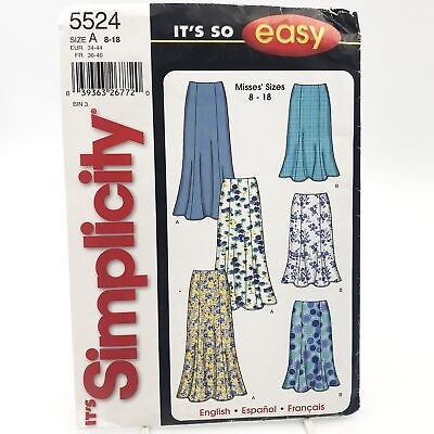 #ad Simplicity 5524 Skirts Misses Size 8 18 Uncut Sewing Pattern Easy Princess Seams $8.99
