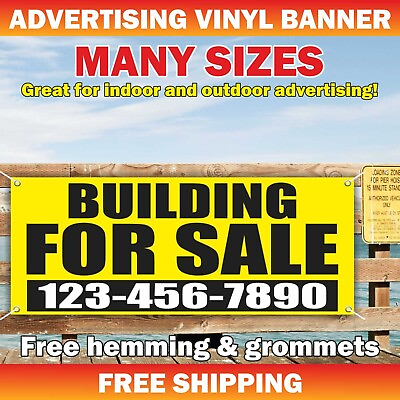 #ad BUILDING FOR SALE Advertising Banner Vinyl Mesh Sign rental space custom number $179.95