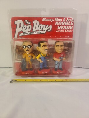 #ad Pep Boys Manny Moe and Jack Bobblehead Doll Set Limited Edition New in Packaging $29.99