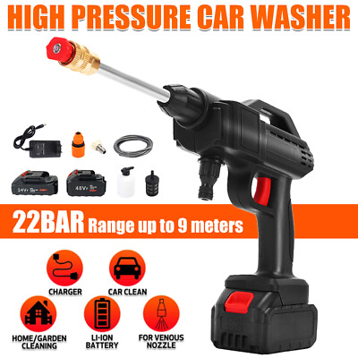 #ad High Pressure Car Washer Rechargeable 22bar Cordless Pressure Washer 24V Battery $95.40