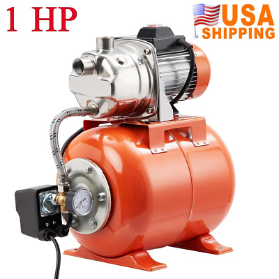 #ad 1HP Shallow Well Pump Garden Automatic Water Booster Jet Pump with Pressure Tank $125.95