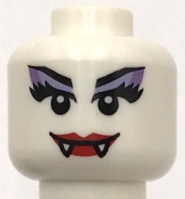#ad Lego New White Minifigure Head Alien Female Vampire w Red Lips Fangs Part $1.99