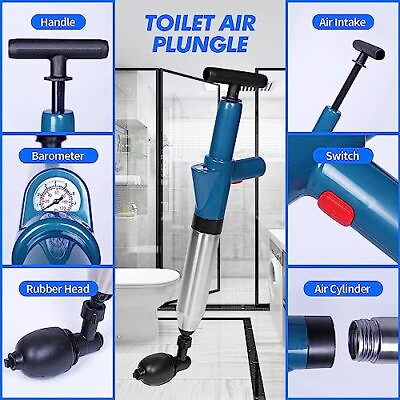 #ad #ad Toilet Plunger High Pressure Air Drain Blaster Plunger Drain Clog Blue2 $41.80