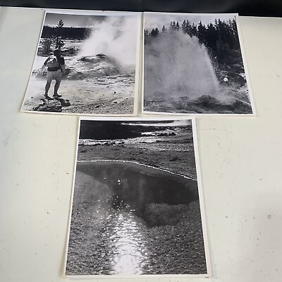 #ad Vintage Yellowstone Park Photos 8x10 Lot Of 3 Streams Hotpots Geyser Tourist $33.00