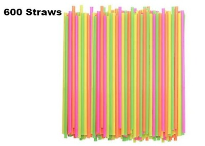 #ad 600 ct Drinking STRAWS Bendable Flexible Plastic Bendy Straw Neon Color BPA FREE $9.95
