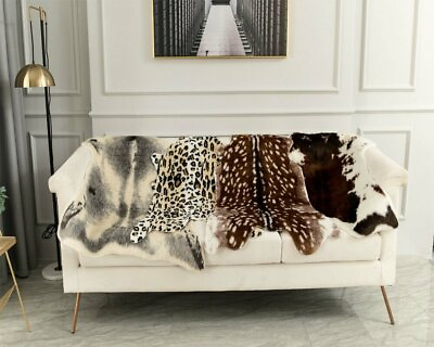 #ad Leopard Deer Cow Hide Animal Faux Fur Printed Rug Floor Mat Carpet Home Deco NEW $24.99