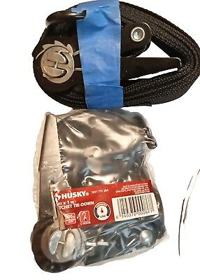 #ad Husky 15#x27; x 1quot; Ratchet Tie Down Straps With S Hooks Lot Of 2 One New One Open Pk $14.41