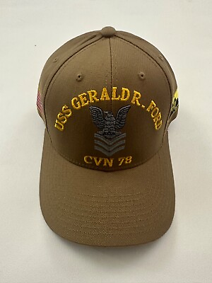 #ad USS Gerald R. Ford CVN 78 The Corps Beige Baseball Cap Hat One Size $29.99