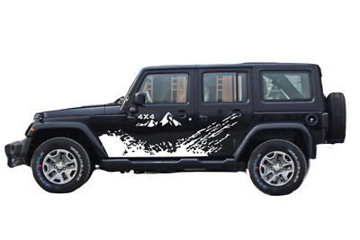 #ad 2 PCS Graphic Vinyl Mud Splash Car Sticker For Jeep Wrangler Side Door Decals $59.99
