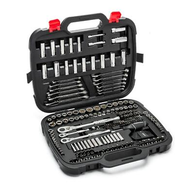 #ad Husky Mechanics Tool Set Multi tool Chrome w Plastic Storage Case 211 Piece $151.54