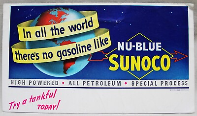 #ad SUNOCO NU BLUE GASOLINE ADVERTISING INK BLOTTER 1941 WWII VINTAGE $9.99