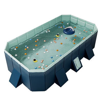 #ad 10FT Above Ground Swimming Pool Foldable Rectangular Outdoor Adult Kiddie Pool $136.99