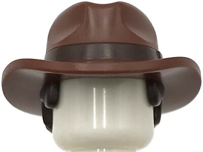 #ad Lego New Reddish Brown Minifigure Hair Combo Hat w Hair Fedora Outback Part $3.99