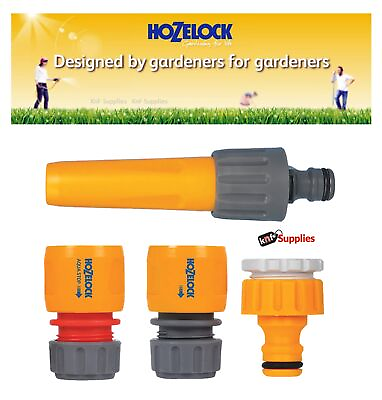#ad Hozelock 2355 Garden Hose Pipe Starter Set Kit Tap Adapter Connectors Nozzle GBP 10.95