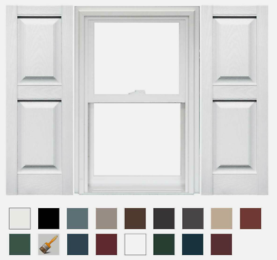 #ad Mid America Raised Panel Vinyl Shutters 14.75in. Wide In Stock Now Sold by Pair $58.00