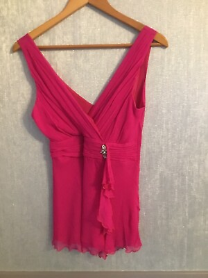 #ad Next Ladies Bright Pink Silk Lightweight Occasion Top Size 12 Good Condition GBP 10.00