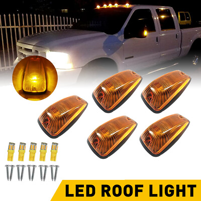 #ad 5pcs Cab Roof Clearance Marker Running Lamps Amber LED Lights For Most Trucks ER $25.64