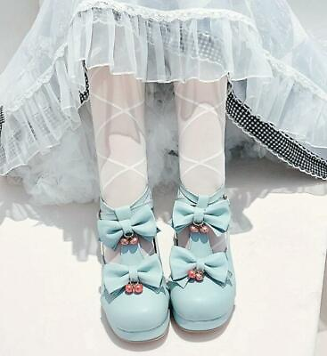 #ad Lady Cute Bowknot Sweet Girl Cross Strap Lolita Round Head Princess Pump Shoes $44.99