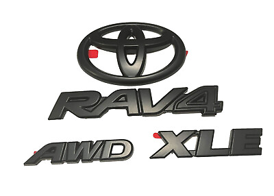 #ad #ad 4PCS RAV4 XLE AWD Matte Black Emblem Overlay Badge Fit 2019 2023 $36.95