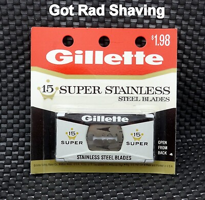 #ad NOS GILLETTE Super Stainless Steel Razor Blades In Dispenser 15 Count $14.99