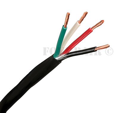 #ad 14 4 CL3 IN WALL 14 AWG Gauge 4 Conductor PURE COPPER Speaker Wire Black 50FT $44.95