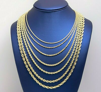 #ad Rope Chain Necklace Real 10K Yellow Gold All Sizes $164.99