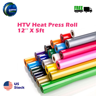 #ad Heat Transfer Vinyl For Tshirts HTV 12quot;x 5Ft roll Iron On Garments for Cricut $7.99