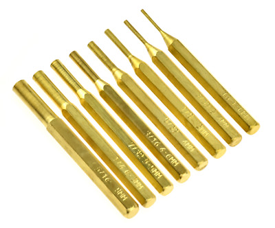 #ad New 8 Piece Brass Pin Drive Punch Set Gunsmith Drift Pin Hand Tools $19.99