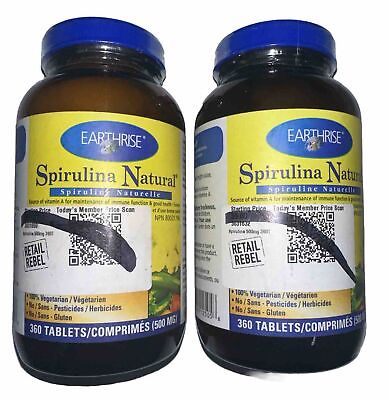 #ad 2 Bottles Earthwise Spirulina Natural 600 capsules totaleyesight skin Exp 4 24 $49.99