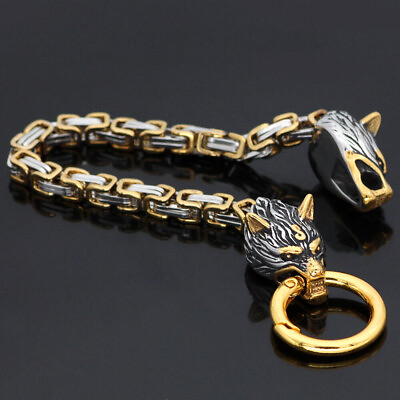 #ad #ad Nordic Celtic Wolf Men#x27;s Men#x27;s Retro Handmade Stainless Steel Bracelet Jewelry $11.43