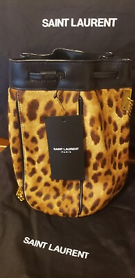 #ad Saint Laurent Leopard Print Small Bucket Bag $899.00