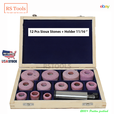 #ad Sioux Valve Seat Grinding Wheels Set 12 Pcs Stone Holder Star Drive 11 16quot; USA $59.99