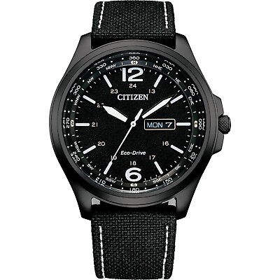 #ad Citizen Eco Drive Men#x27;s Calendar Compass Dial Black Sport Watch 44MM AW0115 03E $129.99