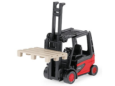 #ad Linde E35 Forklift Truck Red with Black Top with Pallet Accessory Diecast Model $17.99