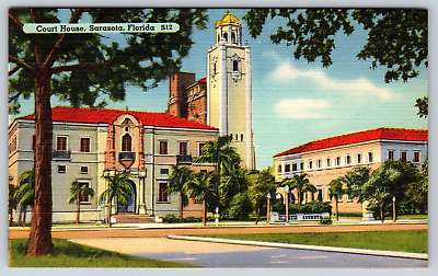 #ad Sarasota FL Florida Court House Building Landscape Antique Vintage Post Card $3.99