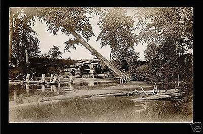 #ad Beaver Wisconsin 1912 RPPC Old Log Built Dam Ruins WI $16.99