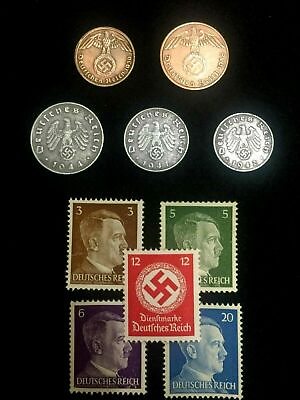 #ad WW2 Authentic Rare German Coins and Unused Stamps World War 2 Artifacts $29.50