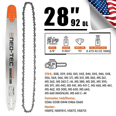 #ad 28#x27;#x27; Chainsaw Guide Bar 3 8quot; 0.063quot; 92DL Chain For STIHL MS362 MS440 MS460 MS660 $74.99