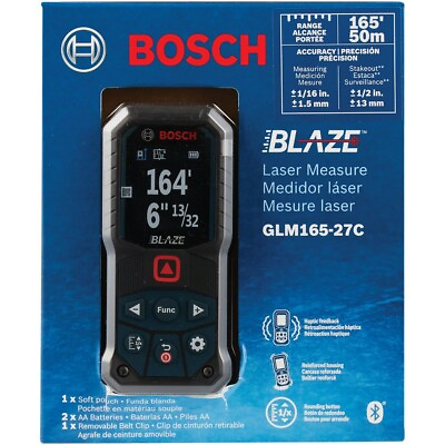 #ad Bosch GLM165 27C BLAZE 165 ft Indoor Laser Distance Measurer Backlit Display BT $69.99