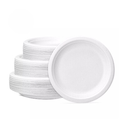 #ad Strong Bagasse Plates Disposable Super Rigid Biodegradable For Picnic Party BBQ GBP 9.99
