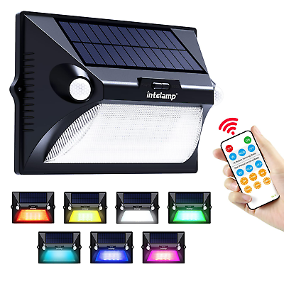 #ad intelamp Solar Light Motion Sensor 7 Color Yard Waterproof Garden Lamp Outdoor $26.99