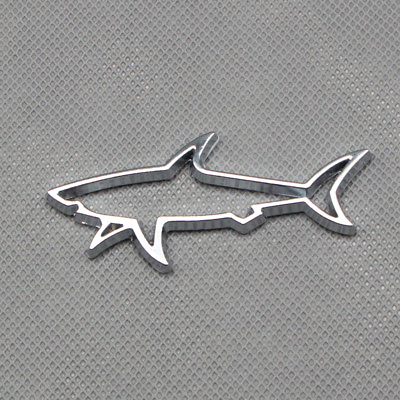 #ad Chrome Metal Silver Fin Shark Parts Side Fender Car Emblem Auto Trunk Badge $6.93