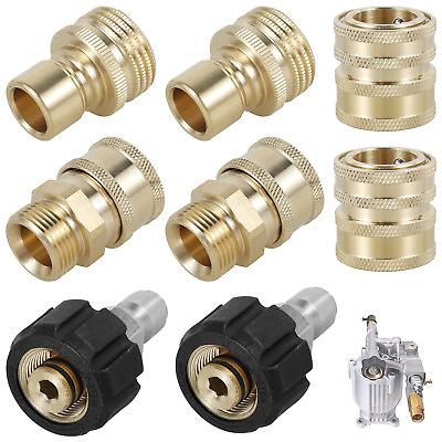 #ad 8X Pressure Washer Adapter Set 5000PSI Brass M22 to 3 8quot; Quick Connect Fitting❂ $31.72