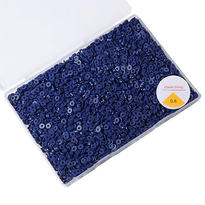 #ad 4000pcs Royal Blue Clay Beads Bracelet Making Kit 6mm Flat Round Polymer Cla... $14.66